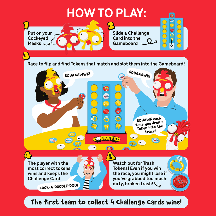 Cockeyed - Family Games for Kids and Adults - Match the Icons While Wearing Wacky Vision Mask Party Games