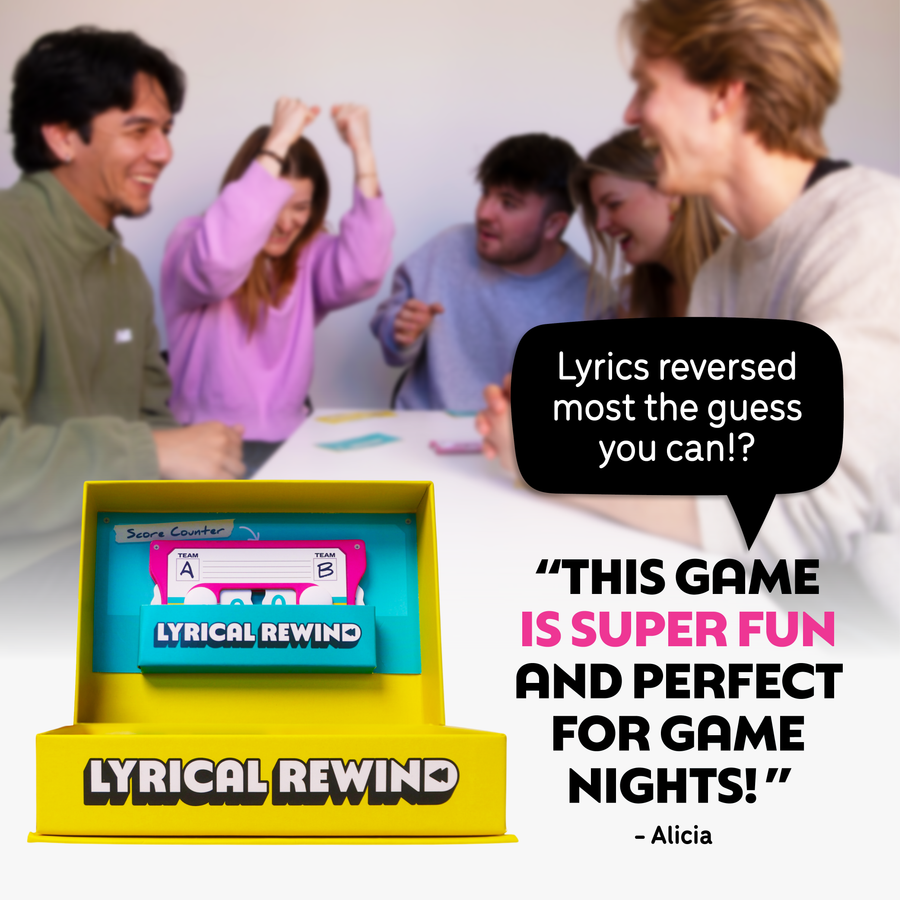Lyrical Rewind - Funny Reverse Lyrics Card & Board Game For Family & Adults