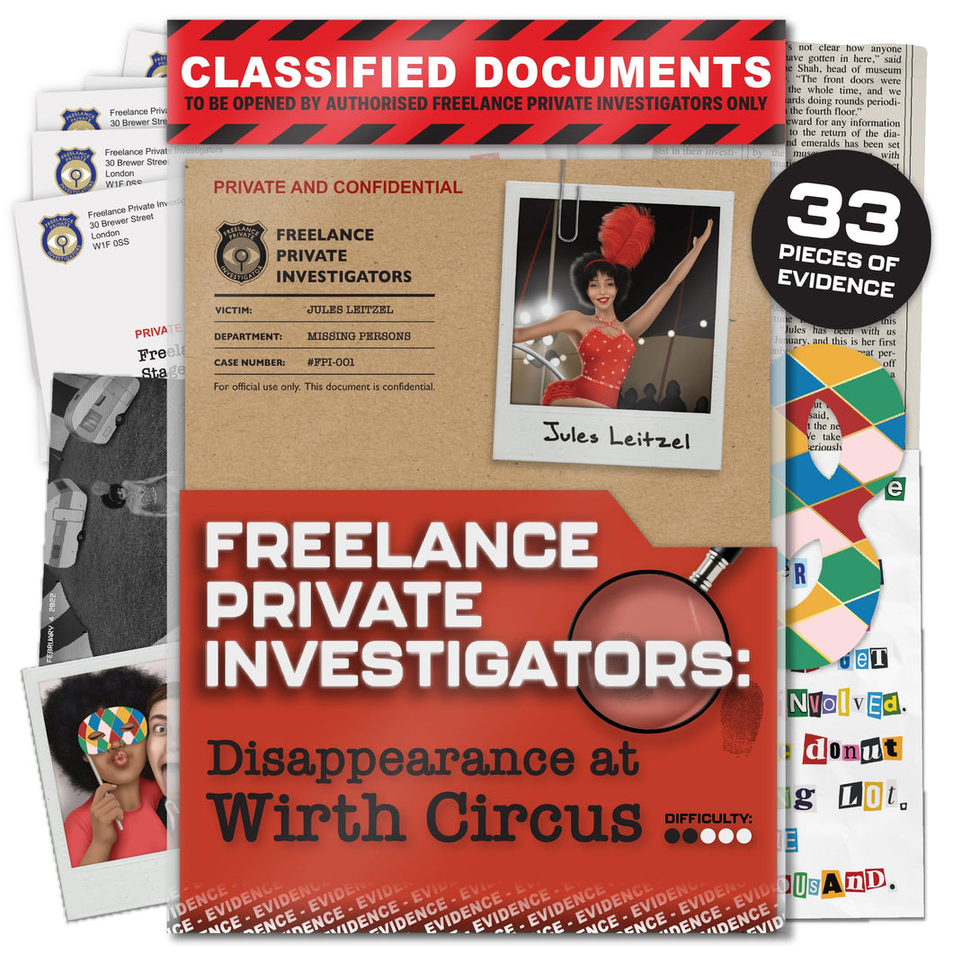Unsolved Murder Mystery Game - FPI Mystery: Disappearance At Wirth Circus - Crime Solving Detective Game for Adults & Teens