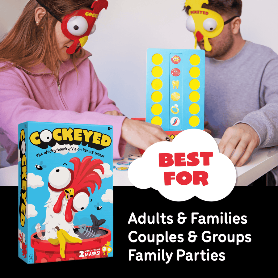 Cockeyed - Family Games for Kids and Adults - Match the Icons While Wearing Wacky Vision Mask Party Games