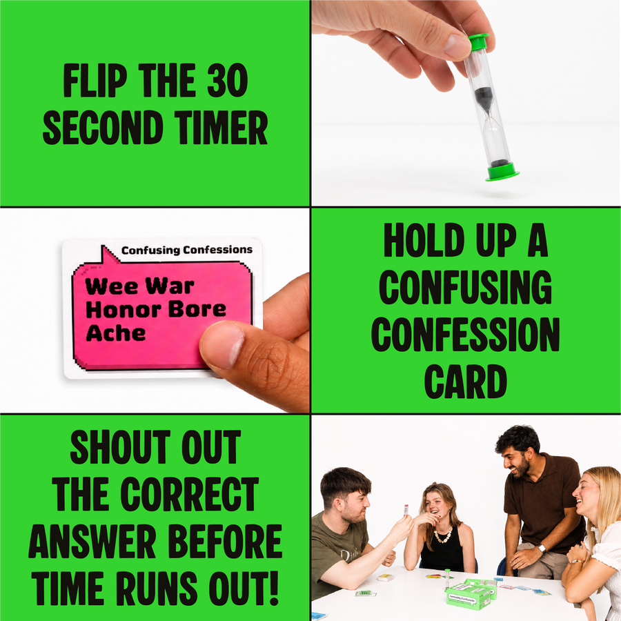 Confusing Confessions Board Games - Decode The Nonsense, Guess The Phrase - Funny Party Games For Adults & Family