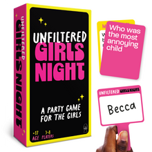 Load image into Gallery viewer, Lucky Egg Unfiltered Girls Night Games – Hilarious Adult Party Game with 200 Outrageous Scenario Cards – Perfect Bachelorette Party Games for an Unforgettable Girls Night (3-8 Players)
