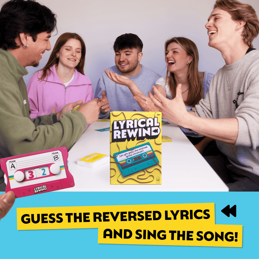 Lyrical Rewind - Funny Reverse Lyrics Card & Board Game For Family & Adults