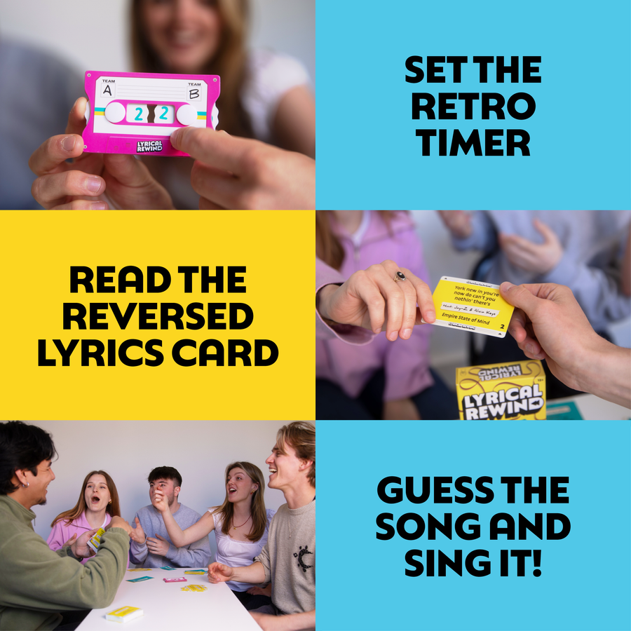 Lyrical Rewind - Funny Reverse Lyrics Card & Board Game For Family & Adults