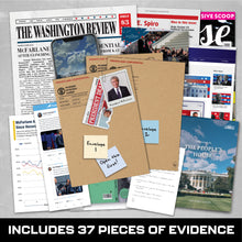 Load image into Gallery viewer, MMC Murder at The White House – Thrilling Murder Mystery Games for Adults in Washington D.C. – 37 Evidence Pieces, 150 Min Gameplay (3.5/5 Difficulty)
