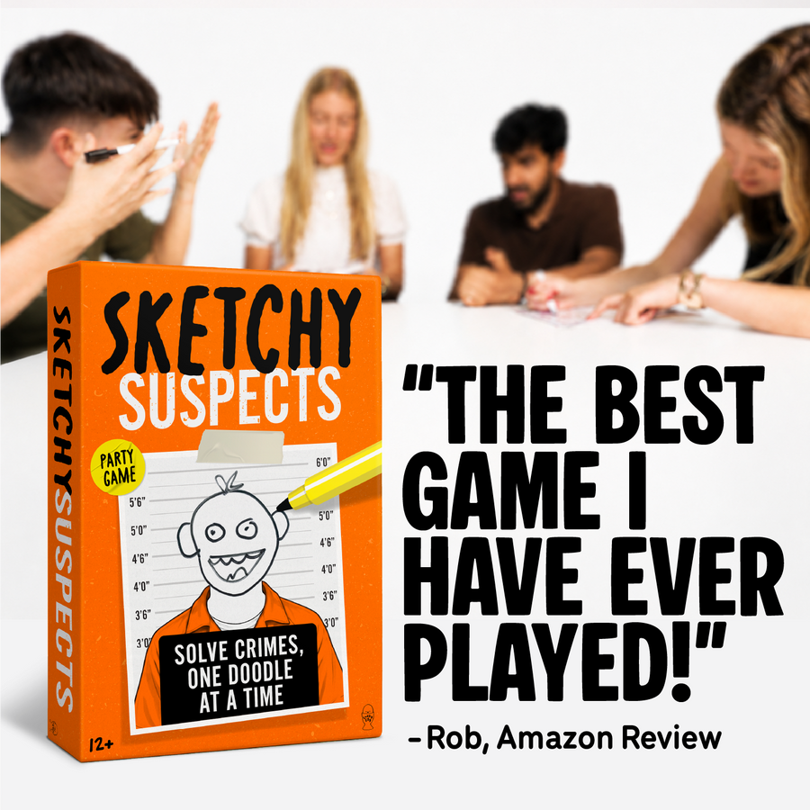 Sketchy Suspects Party Game - Sketch Wacky Criminals Based On Restricted Descriptions