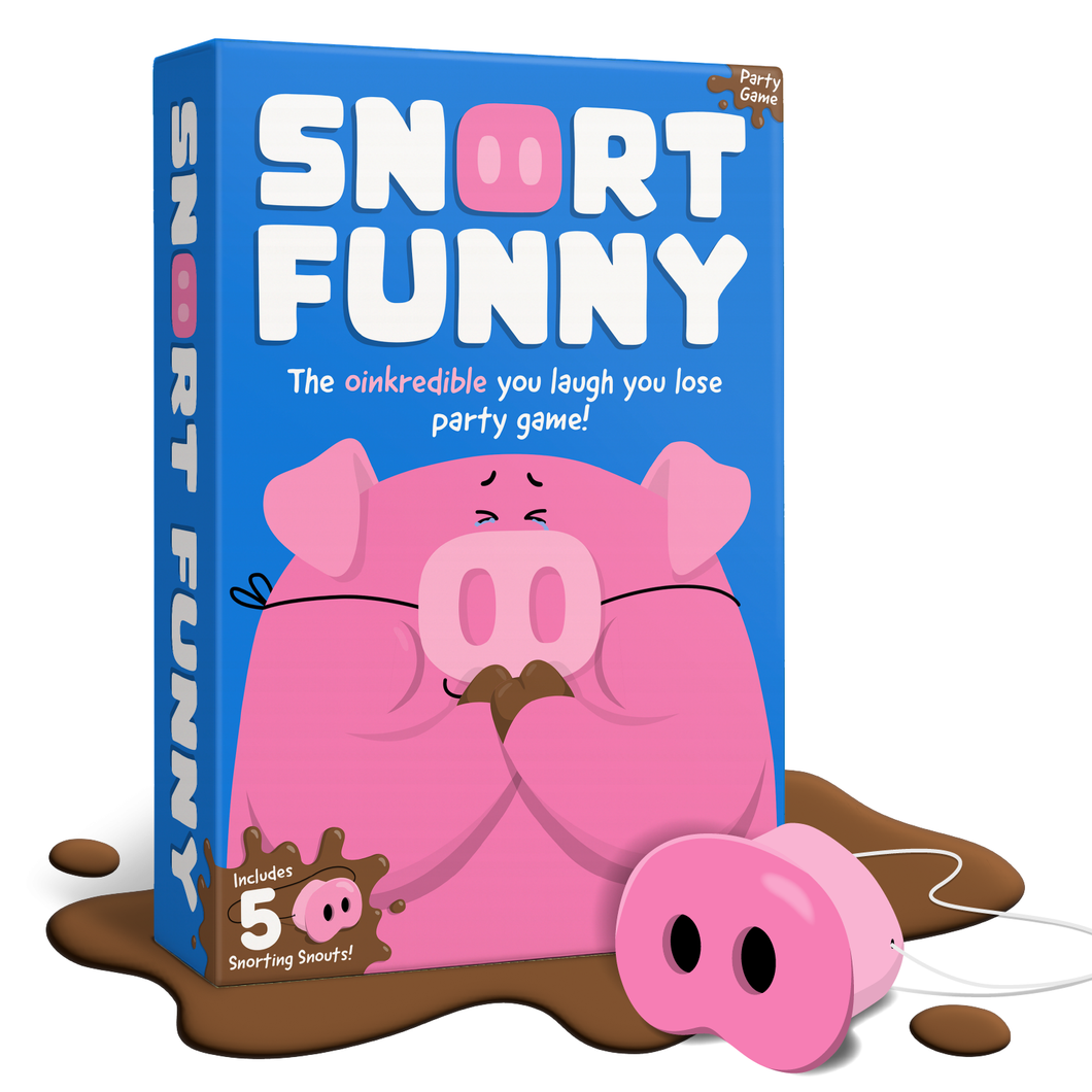 Snort Funny – The Oinkcredible You Laugh You Lose Party Game | Family Games for Kids and Adults | 150 Challenge Cards, 5 Pig Snouts & Mud Tokens | Funny Games for Friend & Family, 4-8 Players, Ages 8+