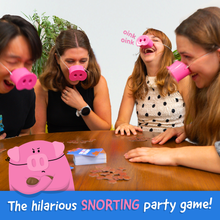 Load image into Gallery viewer, Snort Funny – The Oinkcredible You Laugh You Lose Party Game | Family Games for Kids and Adults | 150 Challenge Cards, 5 Pig Snouts &amp; Mud Tokens | Funny Games for Friend &amp; Family, 4-8 Players, Ages 8+
