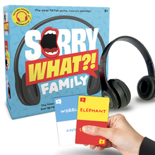 Load image into Gallery viewer, Lucky Egg Sorry What - Hilarious Lip Reading Friends Party Game Based On The Headphone Challenge TikTok Trend - 2+ Players 40,000 Funny Word Phrase Combinations Card Game for Friends (Family Edition)

